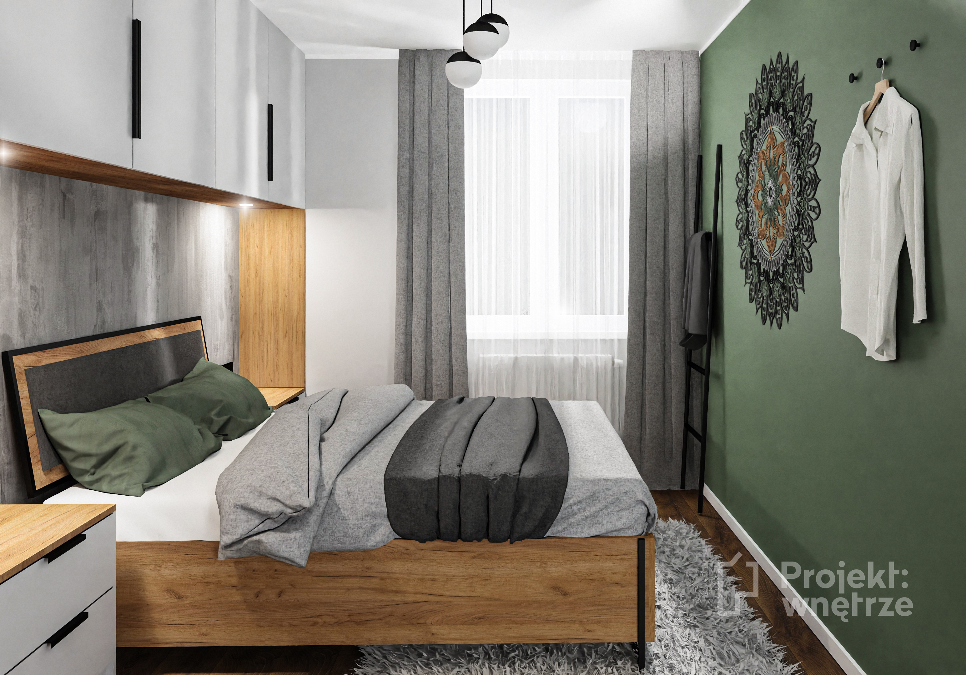 Projekt: Wnętrze projekt mieszkania szarość orzech mozaika