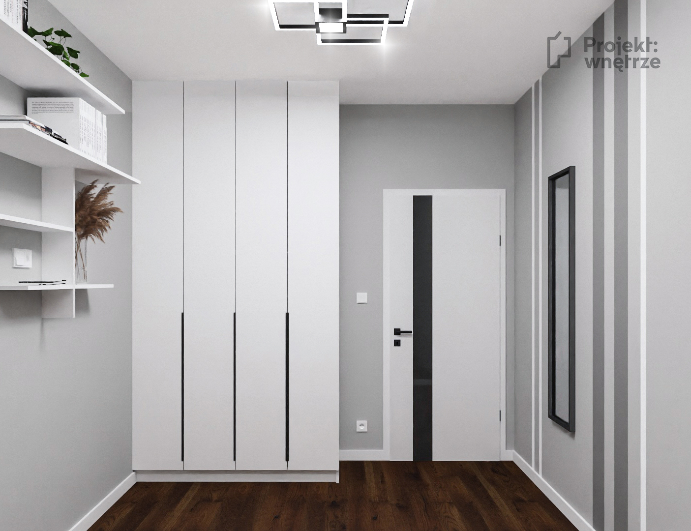 Minimalistyczne wnętrze biel błękit granat PROJEKT: WNĘTRZE