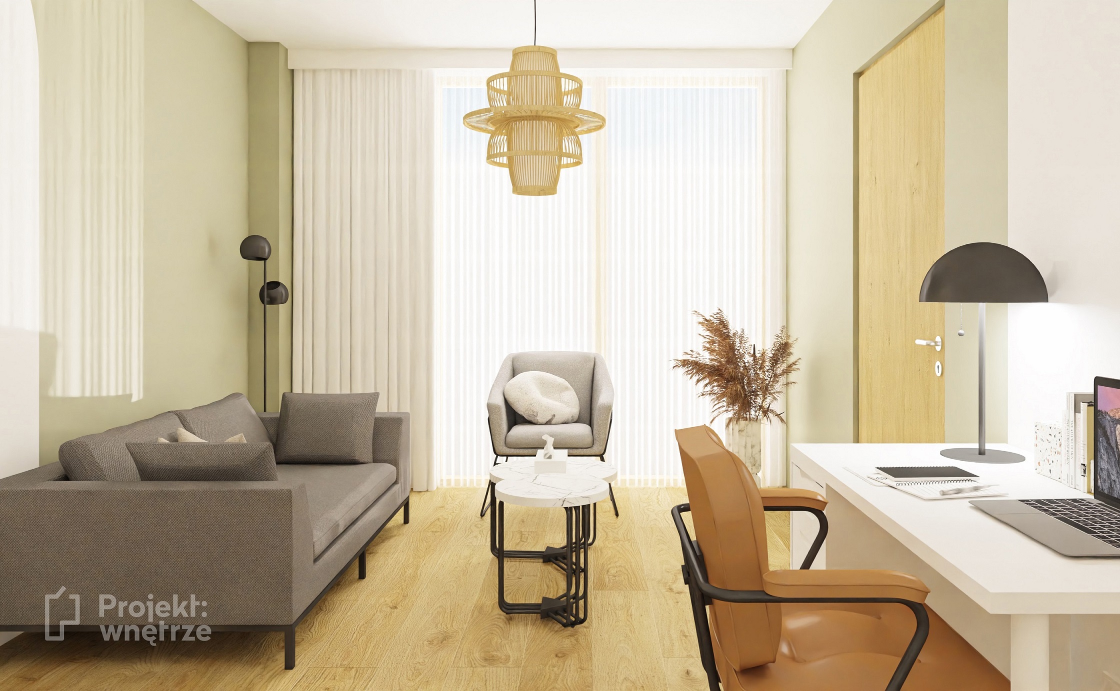 projekt gabinetu psychologicznego terapeutycznego nowoczesny projektowanie wnętrz online warszawa www.projektwnetrze.com