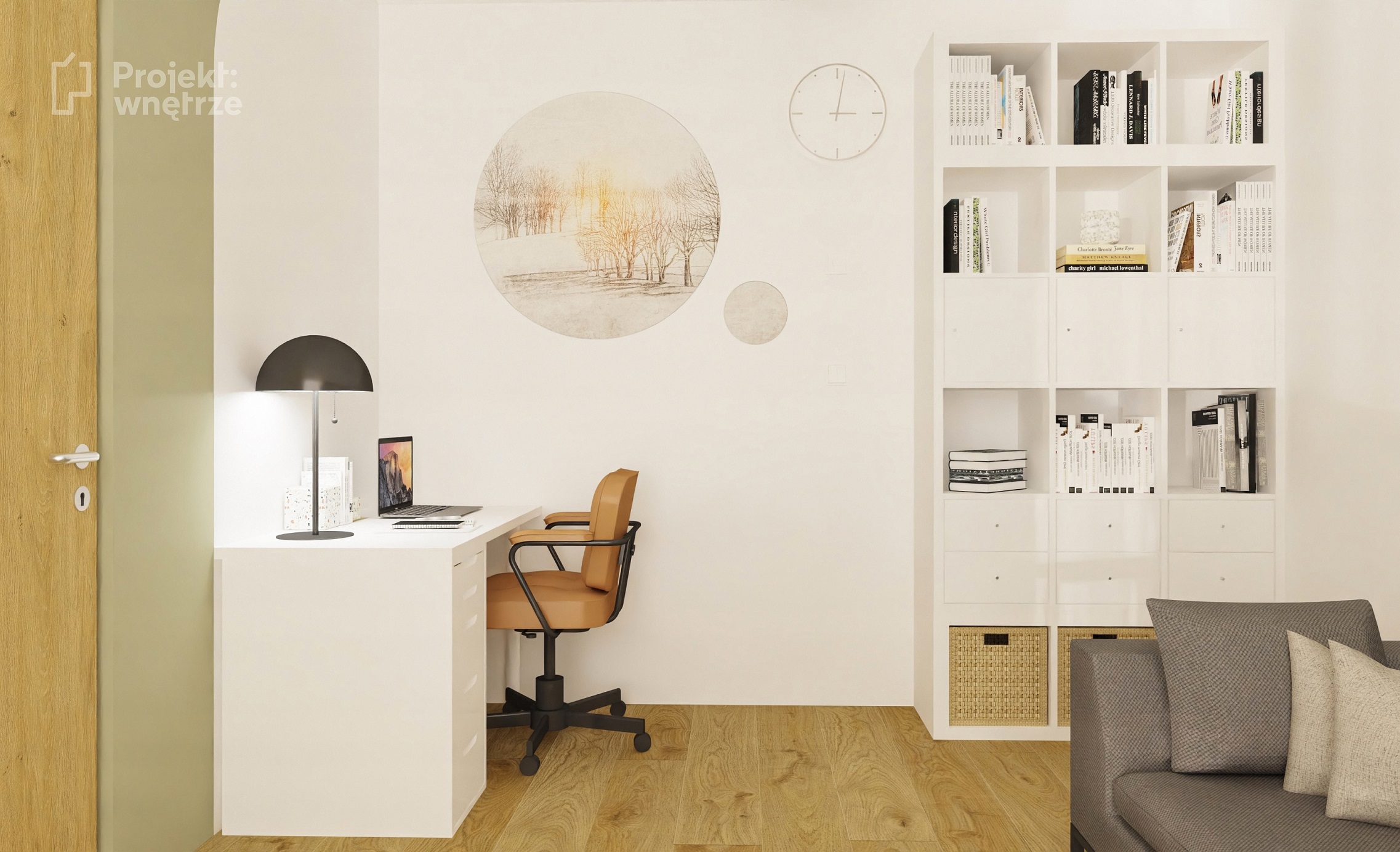 projekt gabinetu psychologicznego terapeutycznego nowoczesny projektowanie wnętrz online warszawa www.projektwnetrze.com